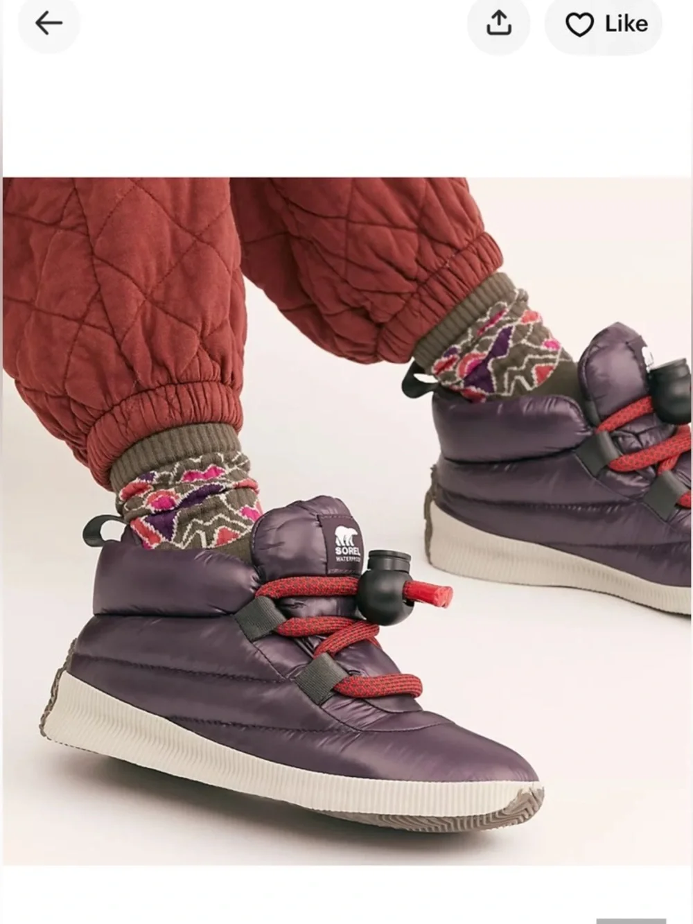 Sorel Out n About Puffy Snow Rain Waterproof Boots Plum FREE PEOPLE Sz 7